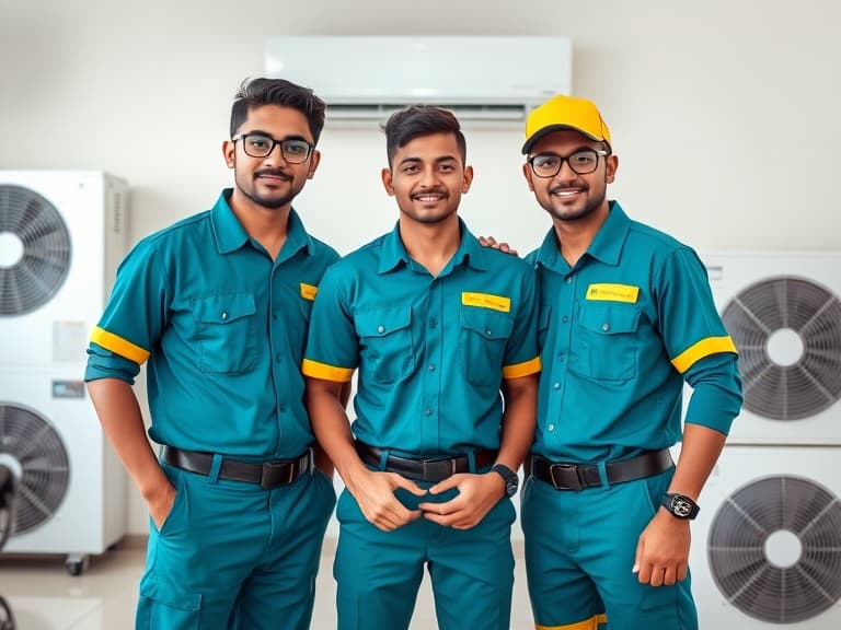 Telangana AC Service team working on an air conditioner